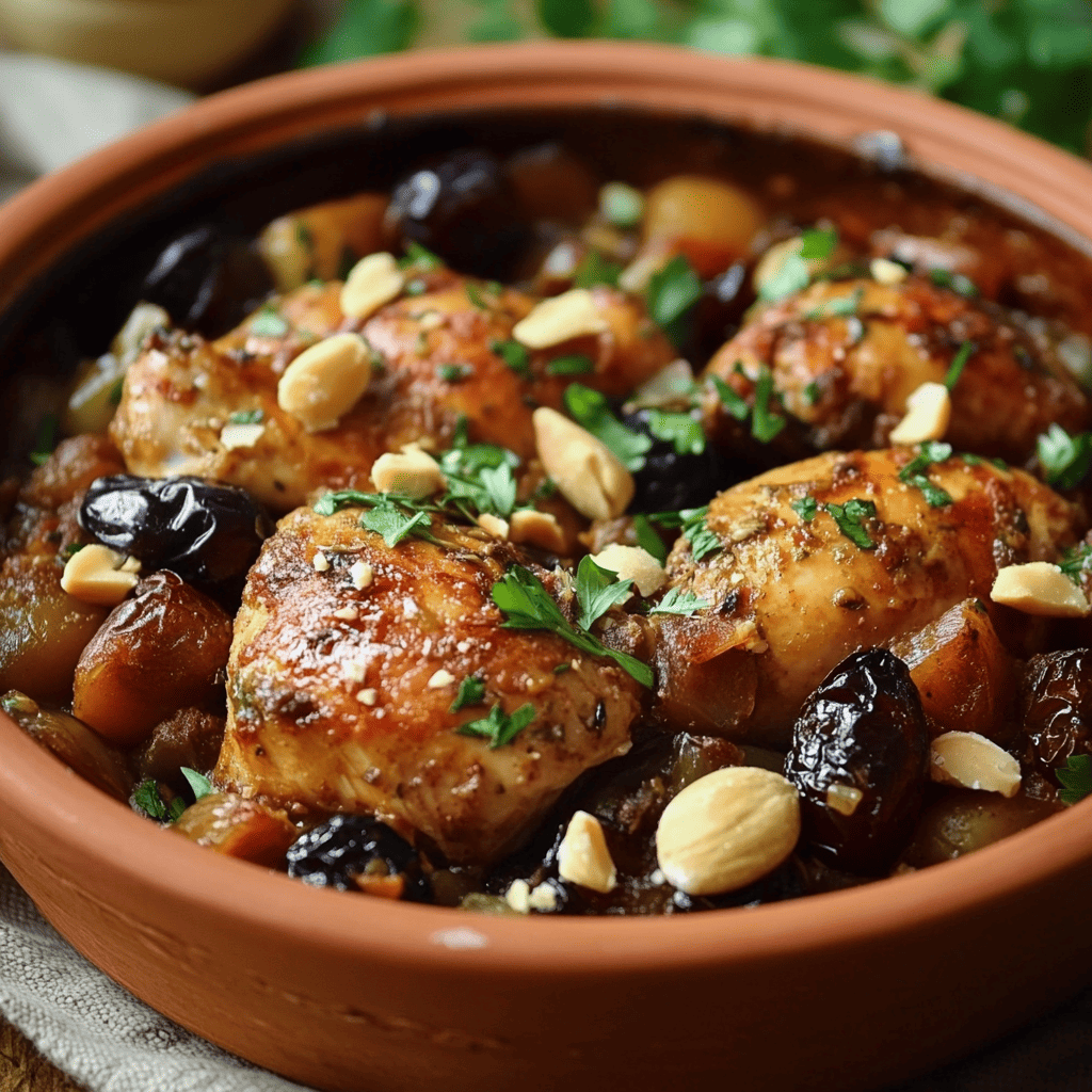 Tajine poulet pruneau amandes