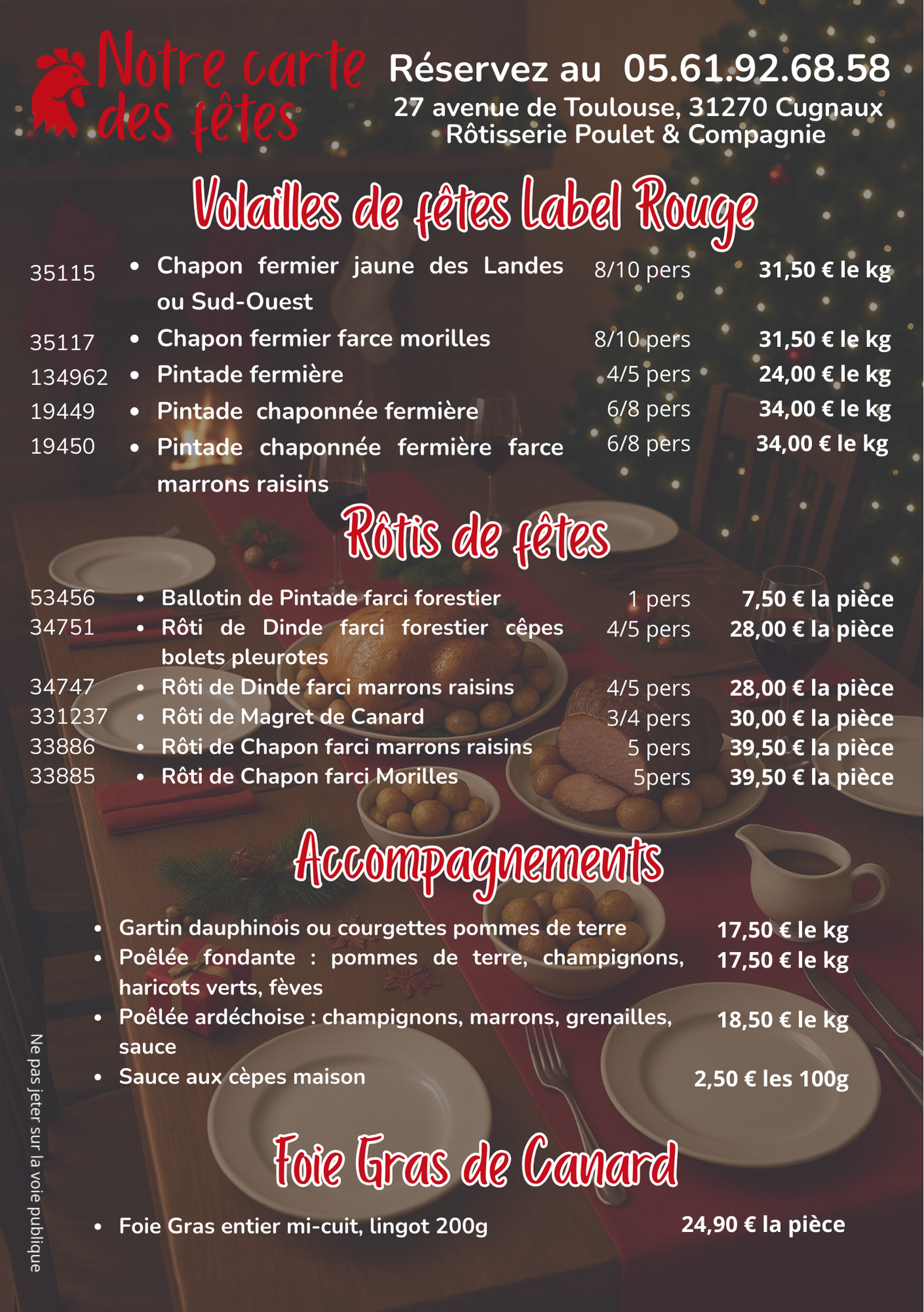 Description Menu de Noel 2025